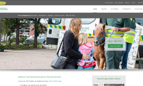 Nieuwe website voor Dierenambulance Kennemerland!